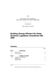 2009  THE LEGISLATIVE ASSEMBLY FOR THE AUSTRALIAN CAPITAL TERRITORY  (As presented)