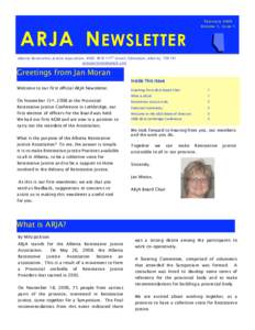 February 2009 Volume 1, Issue 1 ARJA N EWSLETTER Alberta Restorative Justice Association, #430, 9810 111th Street, Edmonton, Alberta, T5K 1K1 [removed]