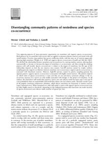 Oikos 116: 20532061, 2007 doi: [removed]j[removed]16173.x, # The authors. Journal compilation # Oikos 2007 Subject Editor: Owen Petchey, Accepted 10 July[removed]Disentangling community patterns of nestedness and sp