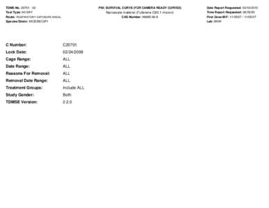 TDMS No[removed]Test Type: 90-DAY P40: SURVIVAL CURVE (FOR CAMERA READY CURVES)  Nanoscale material (Fullerene-C60 1 micron)