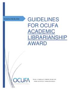 Revised on Feb 06, 2016  GUIDELINES FOR OCUFA ACADEMIC LIBRARIANSHIP