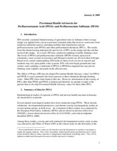 Provisional Health Advisories for Perfluorooctanoic Acid (PFOA) and Perfluorooctane Sulfonate (PFOS)