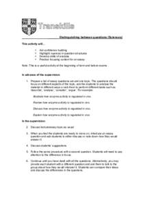 ______ Distinguishing between questions (Sciences) This activity will… • • • •