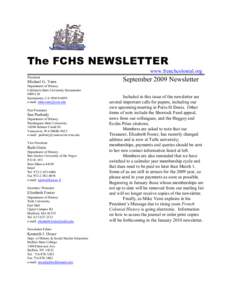 The FCHS NEWSLETTER www.frenchcolonial.org President Michael G. Vann Department of History
