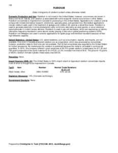 132  RUBIDIUM (Data in kilograms of rubidium content unless otherwise noted) Domestic Production and Use: Rubidium is not mined in the United States; however, occurrences are known in Maine and South Dakota, and rubidium