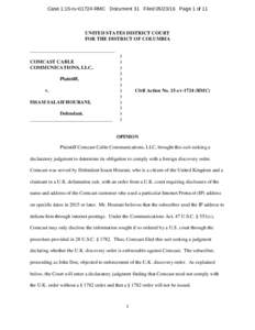 Case 1:15-cvRMC Document 31 FiledPage 1 of 11  UNITED STATES DISTRICT COURT FOR THE DISTRICT OF COLUMBIA __________________________________ COMCAST CABLE