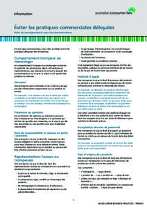 Information  Éviter les pratiques commerciales déloyales Fiche de renseignements pour les consommateurs  En tant que consommateur, vous êtes protégé contre les