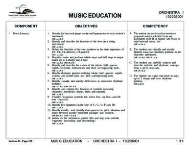 ORCHESTRA I[removed]MUSIC EDUCATION COMPONENT I