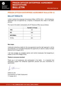 PRISON OFFICER ENTERPRISE AGREEMENT NEGOTIATIONS BULLETIN  www.ocpe.nt.gov.au