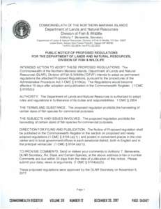 ----  COM MONWELATH OF THE NORTHERN MARIANA ISLANDS Department of Lands and Natural Resources Division of Fish & Wildlife Anthony T. Benavente, Secretary