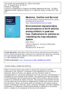 This article was downloaded by: [Open University] On: 07 August 2013, At: 02:37 Publisher: Routledge Informa Ltd Registered in England and Wales Registered Number: [removed]Registered office: Mortimer House, 37-41 Mortime