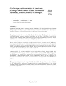 The Damage Avoidance Design of steel frame buildings - Fairlie Terrace Student Accommodation Project, Victoria University of Wellington[removed]ASEE Conference Ballarat
