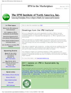 News from IPM Institute of North America, Inc.