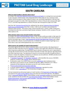 What are South Carolina’s substance abuse issues? According to the[removed]National Surveys on Drug Use and Health, in a ranking from most prevalent to least prevalent, South Carolina ranks among the bottom thirty st
