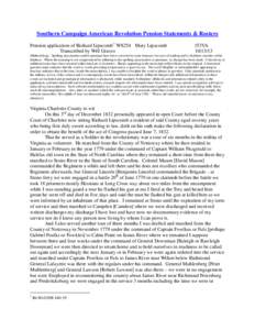 Southern Campaign American Revolution Pension Statements & Rosters Pension application of Richard Lipscomb 1 W8254 Mary Lipscomb Transcribed by Will Graves f53VA[removed]