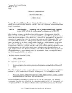 Tonopah Town Board Meeting March 13, 2013 Page 1 TONOPAH TOWN BOARD MEETING MINUTES MARCH 13, 2013