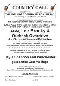 Adelaide Country Music Club Country Call - August - September 2013 Issue - Vol 24.4