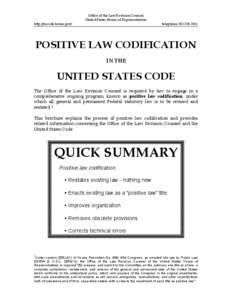 Office of the Law Revision Counsel United States House of Representatives http://uscode.house.gov/ telephone[removed]