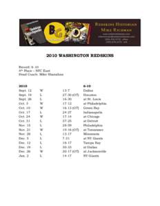 Mike Shanahan / Jim Zorn / Donovan McNabb / Rex Grossman / Jim Haslett / Washington Redskins season / National Football League / Washington Redskins / Albert Haynesworth