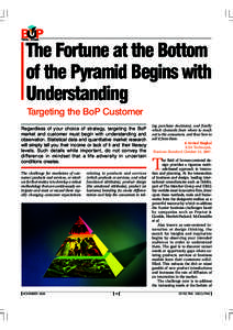 The Fortune at the Bottom of the Pyramid Begins with Understanding Targeting the BoP Customer Regardless of your choice of strategy, targeting the BoP market and customer must begin with understanding and