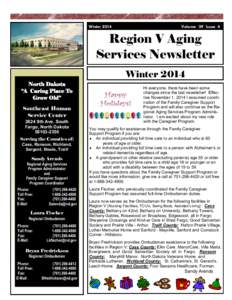 Winter[removed]Volume 29 Issue 4 Region V Aging Services Newsletter