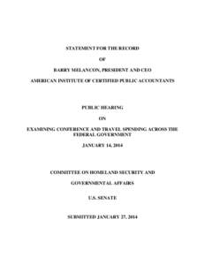 Microsoft Word - AICPA Statement for the Record for Senate HSGAC-Conferences and Travel Hearing[removed]docx