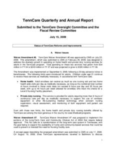 TennCare Quarterly and Annual Report