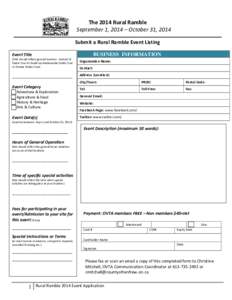 2001 Rural Ramble Registration Form