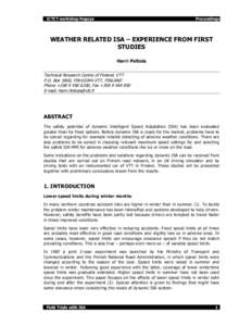 ICTCT workshop Nagoya  Proceedings WEATHER RELATED ISA – EXPERIENCE FROM FIRST STUDIES