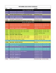 TRIYAMBA 2014 EVENT SCHEDULE Time Location  Event