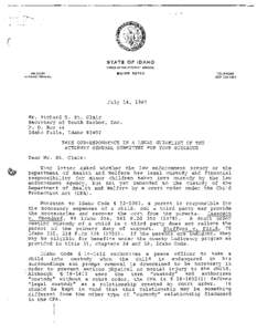 STATE OF IDAHO OFFICE OF M E AlTORNEY GENERAL BOISE[removed]JIM JONES