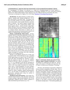 43rd Lunar and Planetary Science Conference[removed]pdf COMPOSITIONAL GROUND TRUTH OF DIVINER LUNAR RADIOMETER OBSERVATIONS. B. T. Greenhagen1, I. R. Thomas2, N. E. Bowles2, C. C. Allen3, K. L. Donaldson Hanna4, E. 