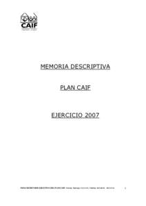 CENTROS DE ATENCIÓN A LA INFANCIA Y LA FAMILIA MEMORIA DESCRIPTIVA PLAN CAIF