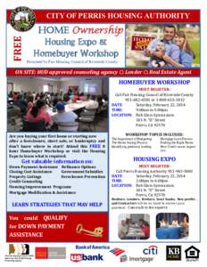 FREE  CITY OF PERRIS HOUSING AUTHORITY HOME Ownership Housing Expo &