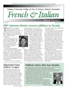 Vol. XV  Summer 2004 FRIT alumnus Rottet newest addition to faculty