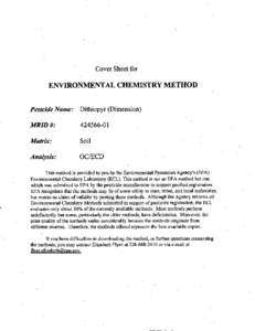 Environmental Chemistry Methods: Dithiopyr (Dimension); [removed]