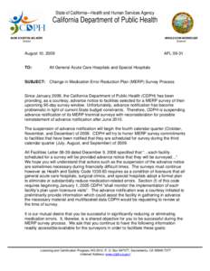 State of California—Health and Human Services Agency  California Department of Public Health MARK B HORTON, MD, MSPH Director