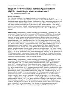 University of Illinois at Urbana Champaign  QBS #PSS U10064 Request for Professional Services Qualifications (QBS): Illinois Height Modernization Phase 2