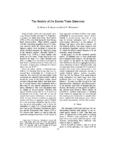 The Mysteryof the Excess Trade (Balances) By DONALD R. DAVIS AND DAVID  Bilateral trade deficits are a perennialpolicy