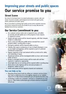 Improving your streets and public spaces  Our service promise to you Street Scene Our vision for the Street Scene is to make Southampton a smarter, safer and cleaner city and to provide a well designed environment with g