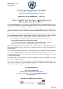 MEDIA RELEASE 8 JUNE 2012 UNITED NATIONS ASSOCIATION OF AUSTRALIA (VICTORIAN DIVISION INC) ABN[removed]Patron: His Excellency the Governor of Victoria