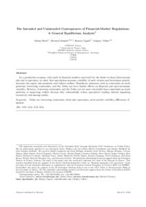 The Intended and Unintended Consequences of Financial-Market Regulations: A General Equilibrium AnalysisI Adrian Bussa,∗, Bernard Dumasa,b,e,f , Raman Uppalc,f , Grigory Vilkovd,g a INSEAD,  France.