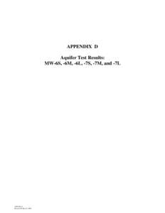 APPENDIX D Aquifer Test Results: MW-6S, -6M, -6L, -7S, -7M, and -7L[removed]Revised RI July 22, 2004