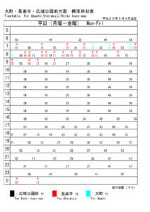 大町・長楽寺・広域公園前方面　標準時刻表 Timetable: For Omachi/Chorakuji/Koiki-koen-mae 平成２９年３月４日改正  平日（月曜－金曜）　Mon-Fri