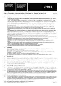 BPA Standard Conditions For Purchase of Goods or Services 1 Page 1/8  Definitions