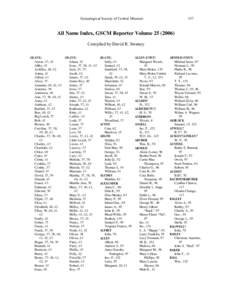 Genealogical Society of Central Missouri  157 All Name Index, GSCM Reporter Volume[removed]Compiled by David R. Swaney