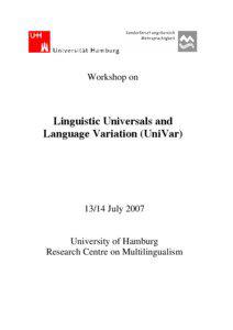 Workshop on  Linguistic Universals and