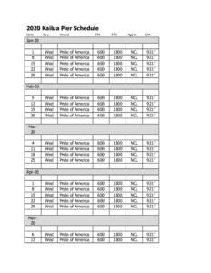 2020 Kailua Pier Schedule Date	
   Day	
    Jan-20 	
  	
  