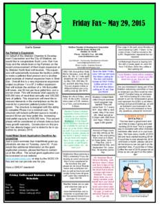 Friday Fax~ May 29, 2015  Curt’s Corner Ag Partner’s Expansion On behalf of the Sheldon Chamber & Development Corporation and the City of Sheldon, we