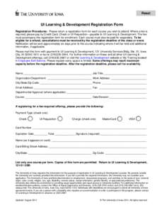 UI Learning & Development Registration Form